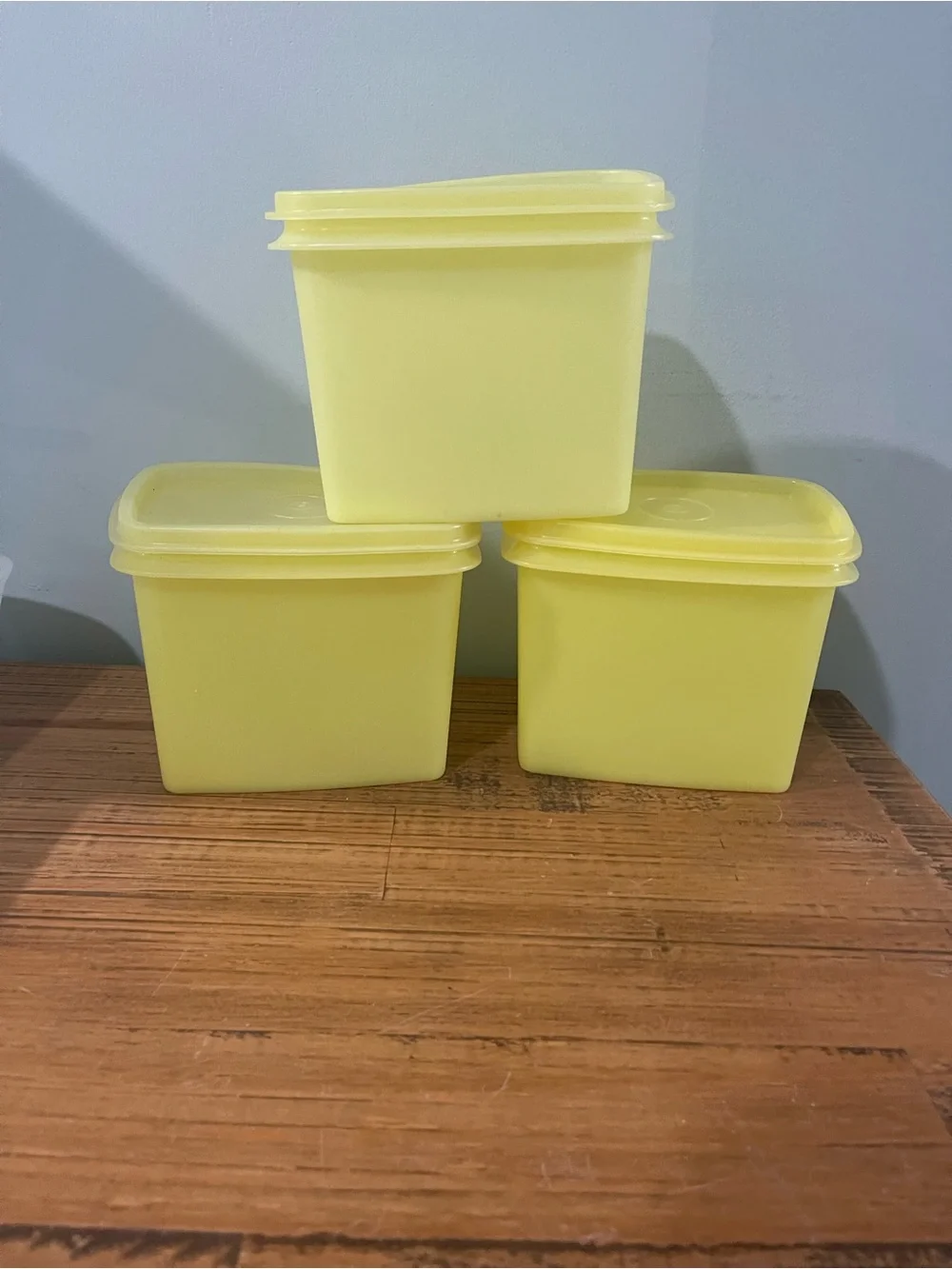 Vintage Yellow Tupperware Storage Containers - Set of 3 with Lids